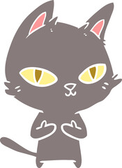 flat color style cartoon cat staring