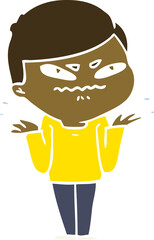flat color style cartoon exasperated man