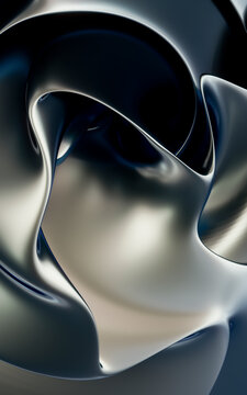 3D render of an abstract wavy metallic silver cloth