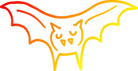 warm gradient line drawing cartoon vampire bat