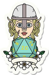 elf fighter with natural 20 dice roll sticker