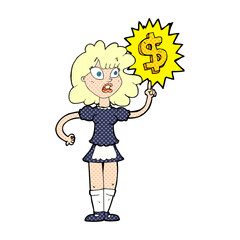 cartoon waitress with money symbol