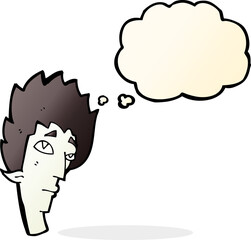 cartoon vampire head with thought bubble