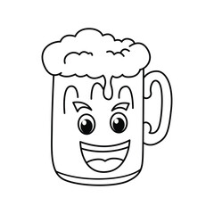 Funny a glass of beer cartoon characters vector illustration. For kids coloring book.