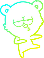 cold gradient line drawing bored bear cartoon dancing