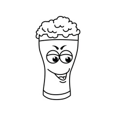Funny a glass of beer cartoon characters vector illustration. For kids coloring book.