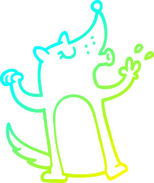 recommend clip art: cold gradient line drawing cartoon whistling wolf