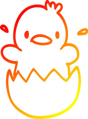 warm gradient line drawing cartoon baby duck