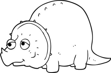 black and white cartoon dinosaur
