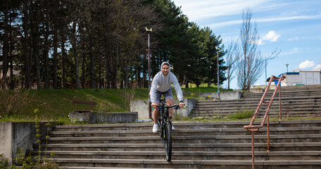 Man riding bicycle