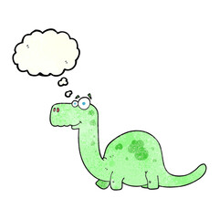 thought bubble textured cartoon dinosaur