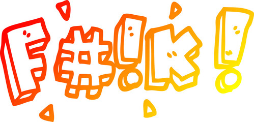 warm gradient line drawing cartoon swear word