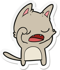 sticker of a talking cat cartoon