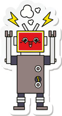 sticker of a cute cartoon happy robot