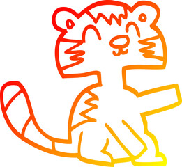warm gradient line drawing cartoon happy cat