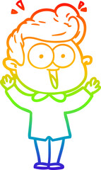 Obraz premium rainbow gradient line drawing cartoon excited man