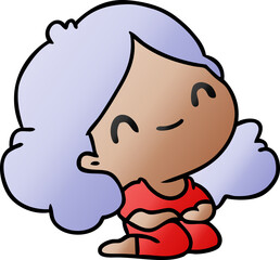 Obraz premium gradient cartoon of a cute kawaii girl