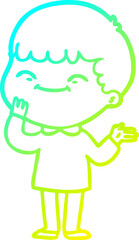 cold gradient line drawing cartoon happy boy