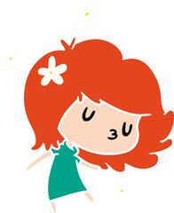 cartoon of a cute kawaii girl