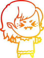 warm gradient line drawing annoyed cartoon vampire girl
