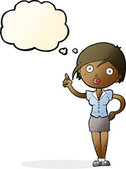 cartoon pretty woman with idea with thought bubble
