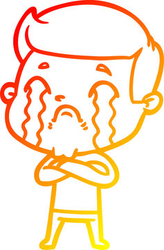 recommend clip art: warm gradient line drawing cartoon man crying