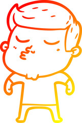 warm gradient line drawing cartoon model guy pouting