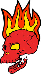 cartoon flaming skull