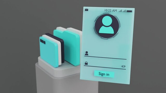 3d visualization of the authorization menu on a smartphone