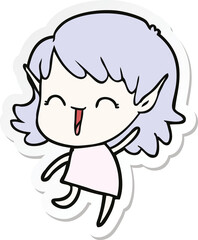 sticker of a cartoon elf girl