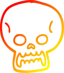 warm gradient line drawing cartoon halloween skull