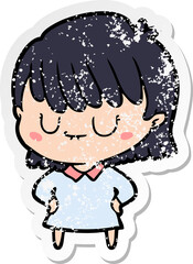 distressed sticker of a cartoon woman