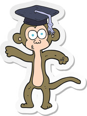 sticker of a cartoon graduate monkey
