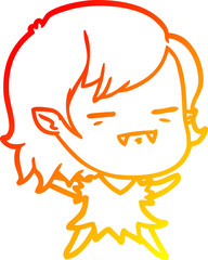 warm gradient line drawing cartoon undead vampire girl