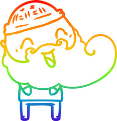 rainbow gradient line drawing happy bearded man