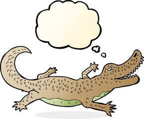 cartoon crocodile with thought bubble