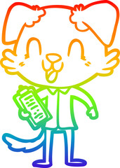 rainbow gradient line drawing laughing cartoon dog boss