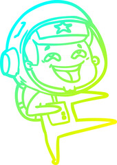cold gradient line drawing cartoon laughing astronaut