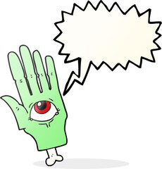 speech bubble cartoon spooky eye hand
