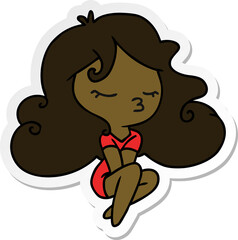 sticker cartoon of cute kawaii girl