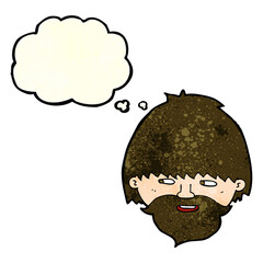 cartoon bearded man with thought bubble