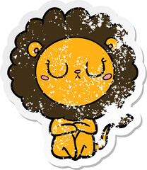 distressed sticker of a cartoon lion