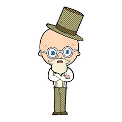 cartoon old man wearing top hat