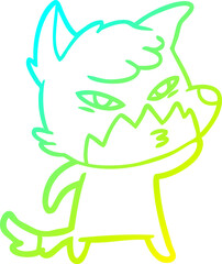 cold gradient line drawing clever cartoon fox