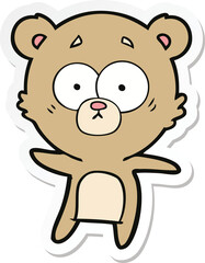 sticker of a anxious bear cartoon