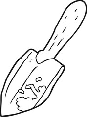 black and white cartoon trowel