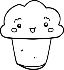 cartoon cupcake with face