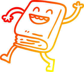 warm gradient line drawing cartoon happy book waving