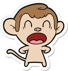 Obraz na płótnie Canvas sticker of a shouting cartoon monkey