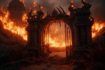 Hell's Gates: Demonic Entrance Through a Fiery Portal, Generative AI